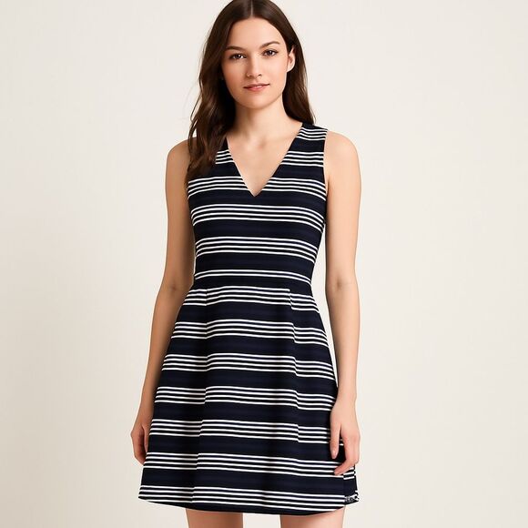 Madewell Dresses & Skirts - Madewell Navy Striped Sleeveless Fit & Flare Dress XS